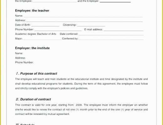 Free Employment Contract Template Word Of Employment Contract Template Free Agreement Simple