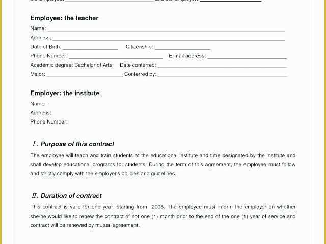 Free Employment Contract Template Word Of Employment Contract Template Free Agreement Simple