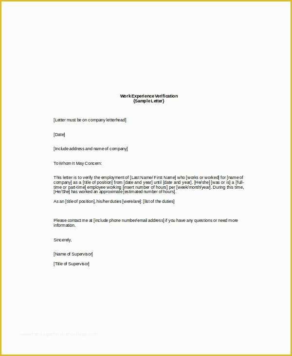 Free Employment Verification Letter Template Of 10 Sample Employment Verification Letters Pdf Word