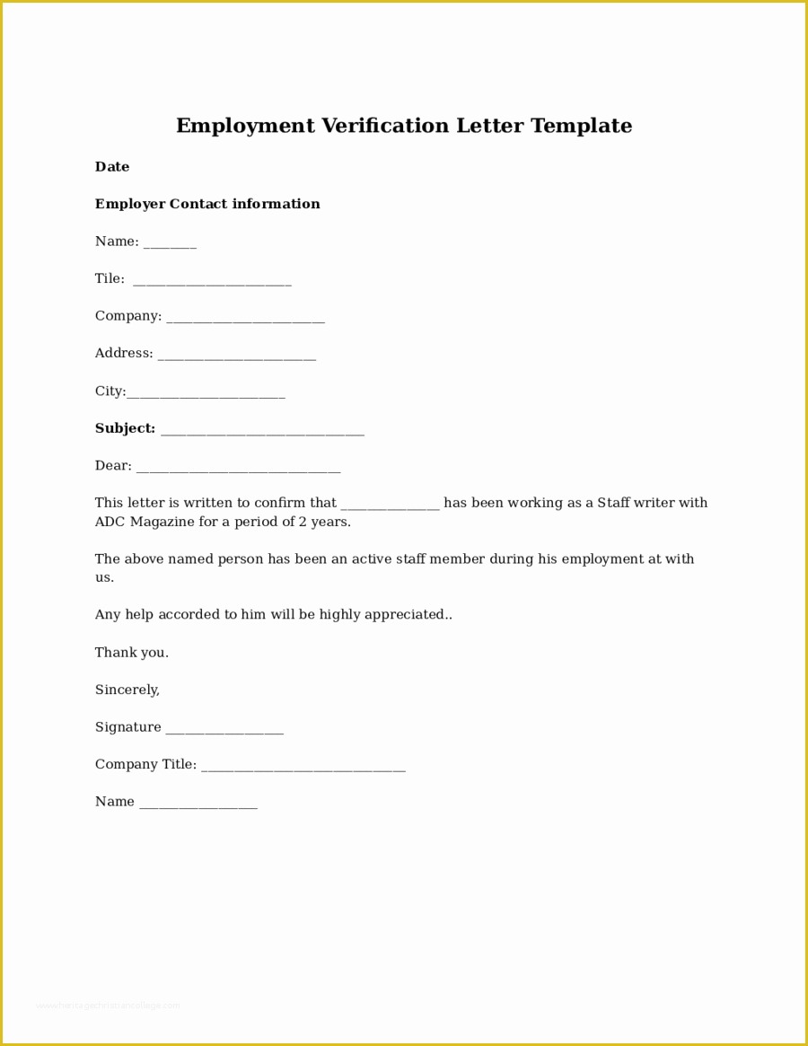 Free Employment Verification Letter Template Of 2019 Proof Of Employment Letter Fillable Printable Pdf