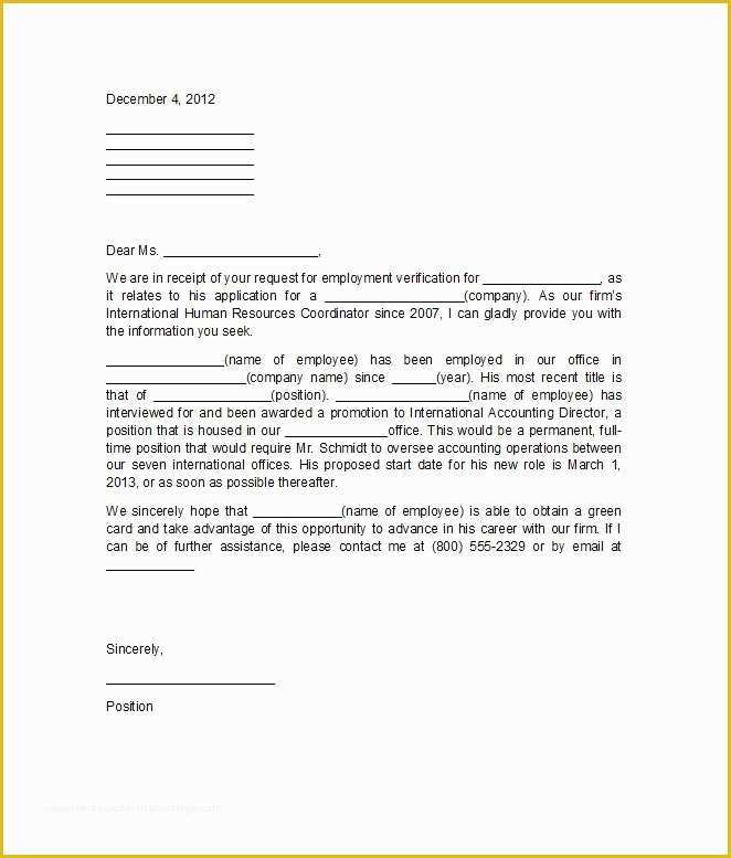 Free Employment Verification Letter Template Of 40 Proof Of Employment Letters Verification forms