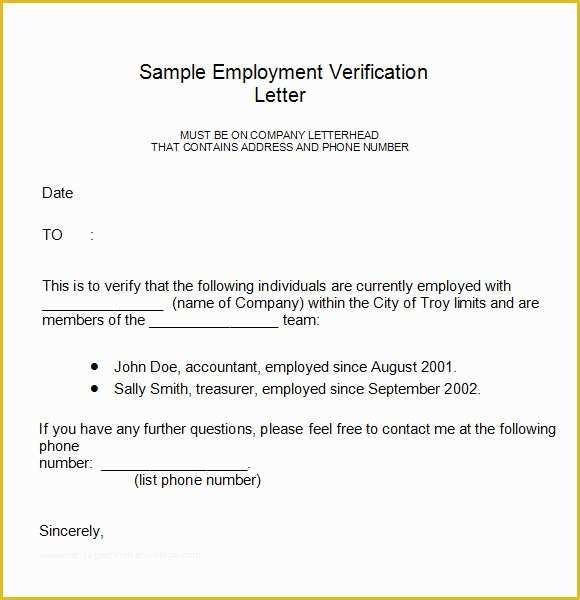 Free Employment Verification Letter Template Of Employment Verification Letter 14 Download Free