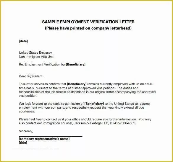 Free Employment Verification Letter Template Of Employment Verification Letter 14 Download Free