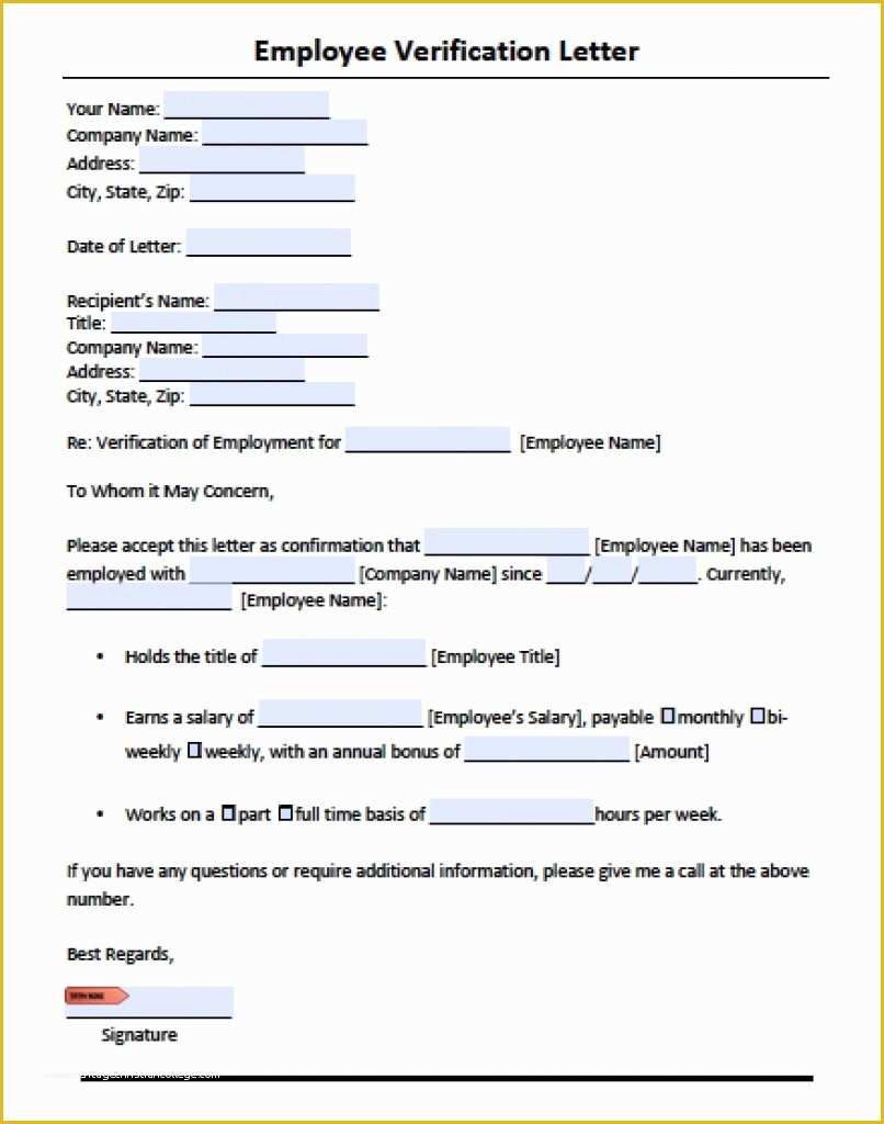 Free Employment Verification Letter Template Of Employment Verification Template Word Templates Resume