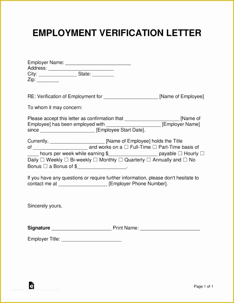 45 Free Employment Verification Letter Template