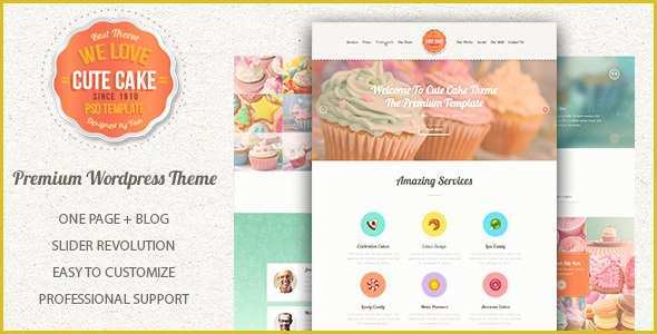 Free Eportfolio Templates Of Cute Cake Responsive E Page Wordpress theme by
