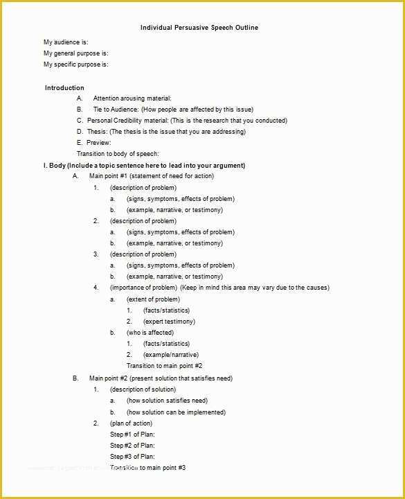 Free Essay Template Download Of 7 Persuasive Speech Outline Template Doc Pdf