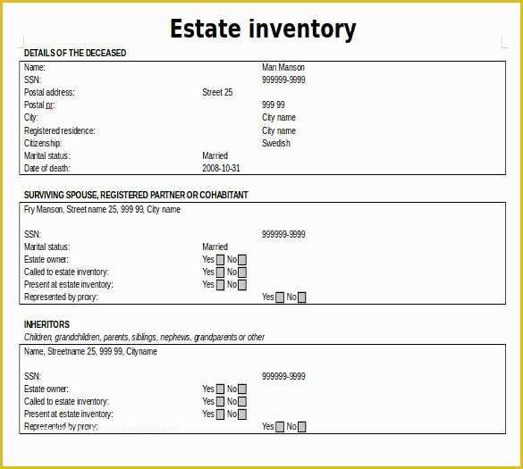 Free Estate Will Template Of Estate Inventory Template – 12 Free Word Excel Pdf