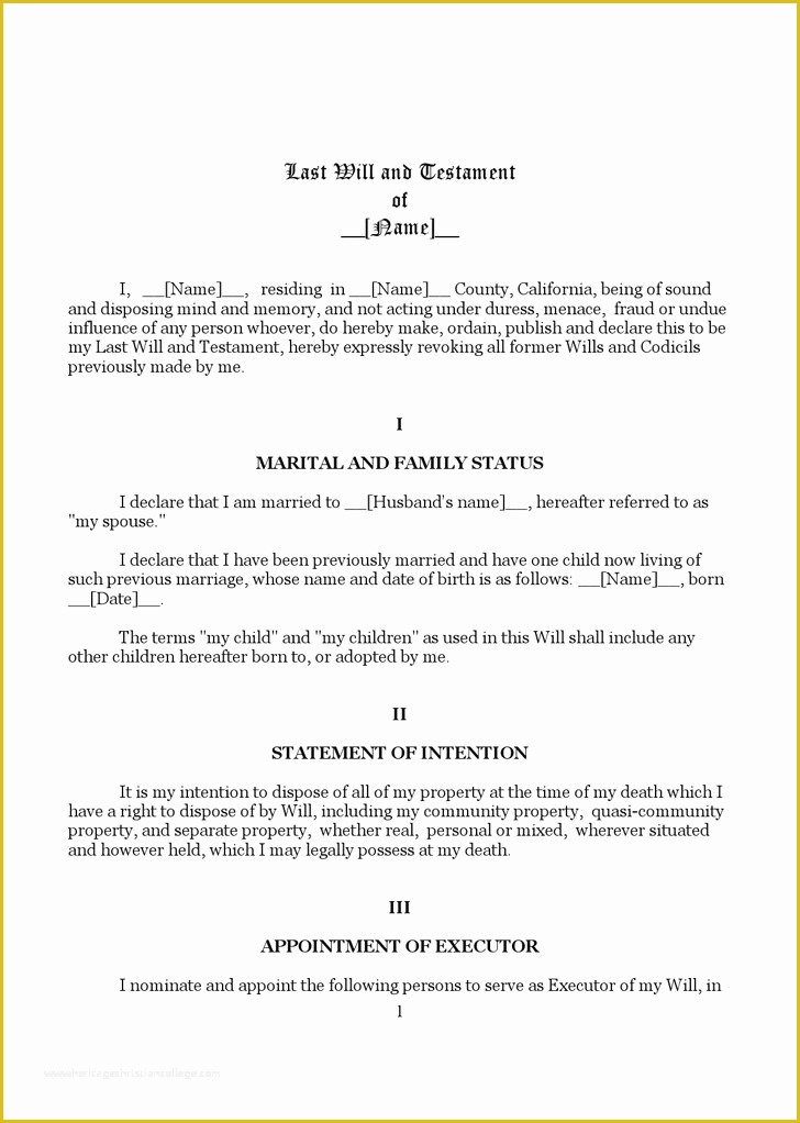 Free Estate Will Template Of Last Will and Testament Template Free Template Download