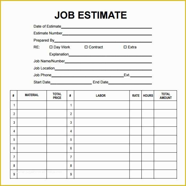 Free Estimate Template Pdf Of 12 Sample Job Proposal Templates