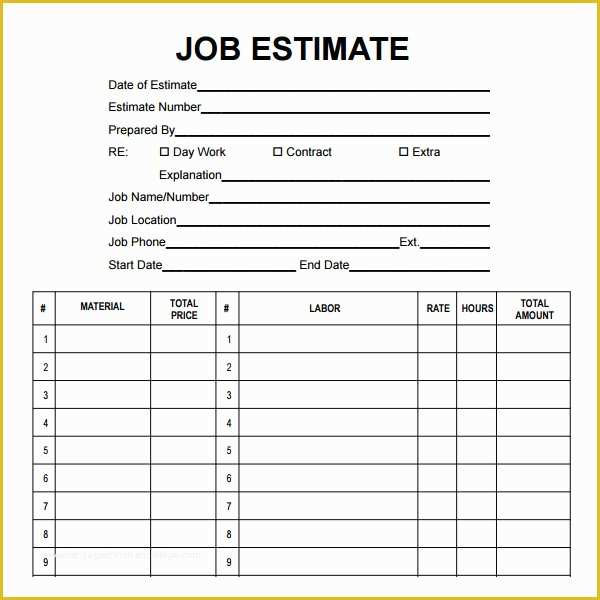 Free Estimate Template Pdf Of 12 Sample Job Proposal Templates