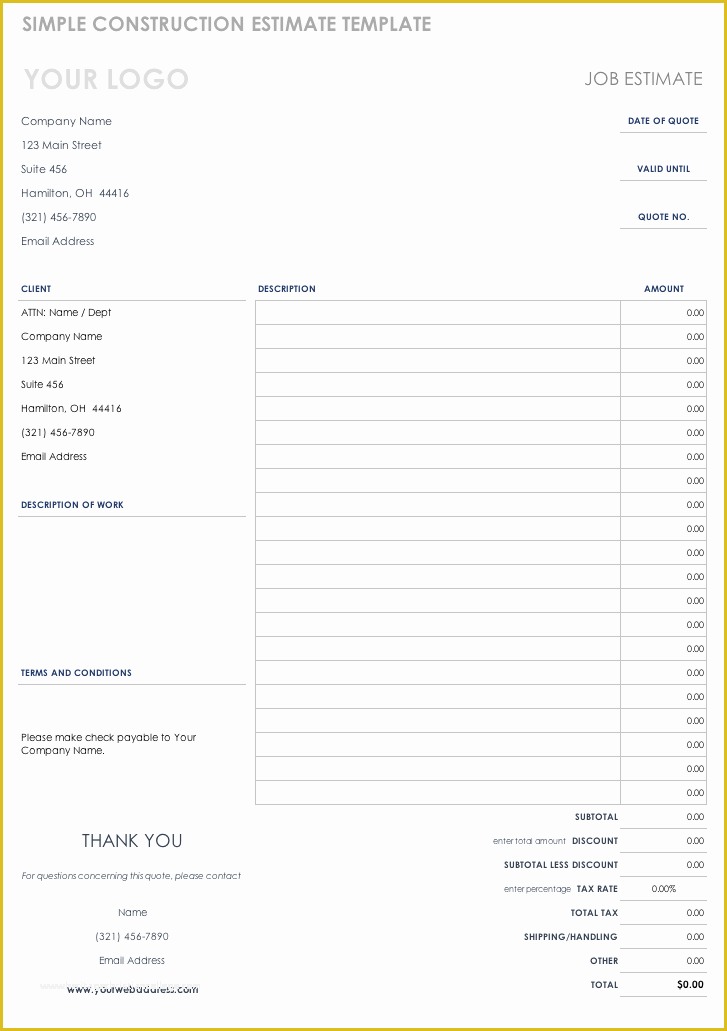 Free Estimate Template Pdf Of 20 Repair Estimate Templates Word Excel Pdf