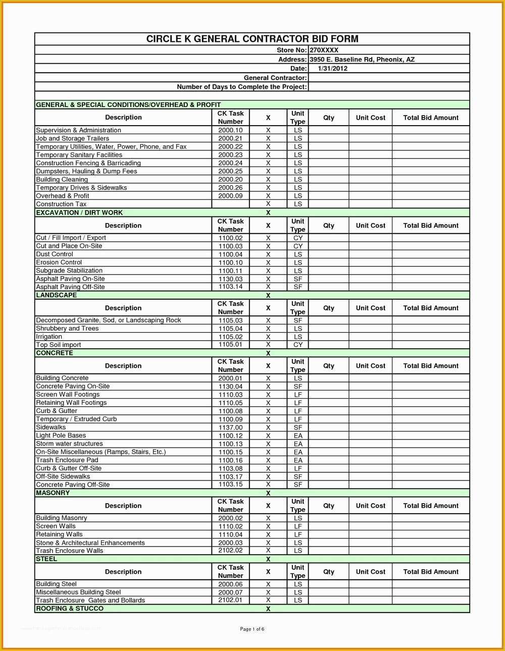 Free Estimate Template Pdf Of Free Construction Estimate Template Excel Templates