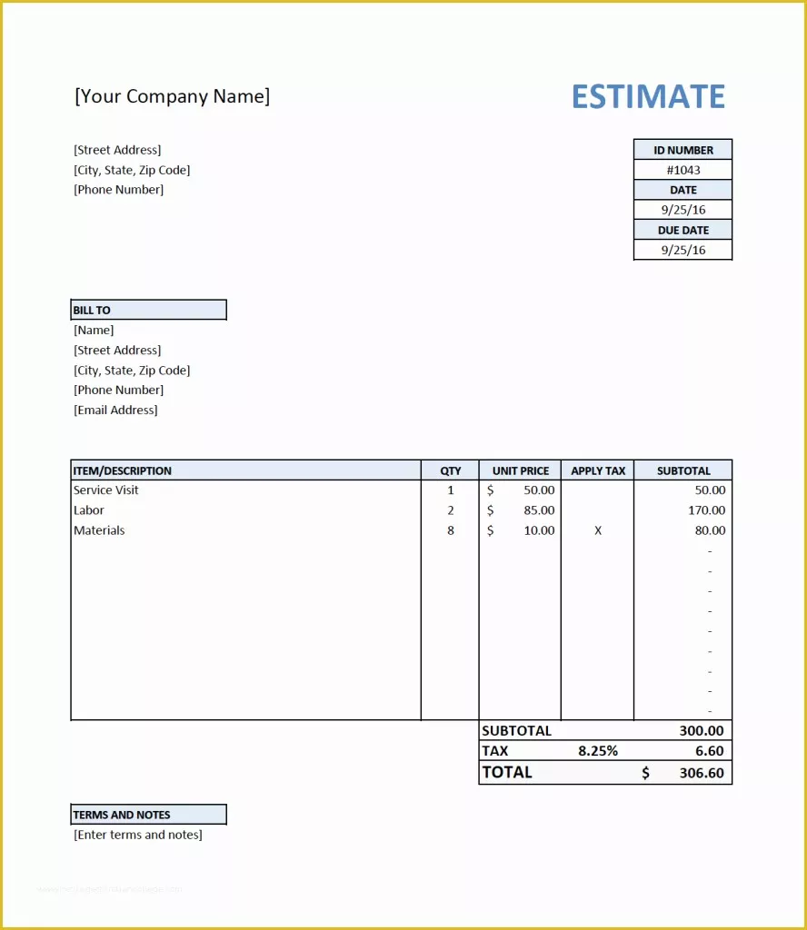 Free Estimate Template Pdf Of Free Estimate Template for Contractors