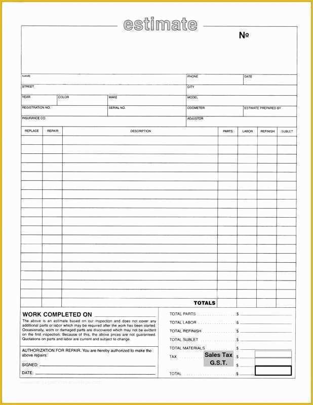 Free Estimate Template Pdf Of Free Estimate Template