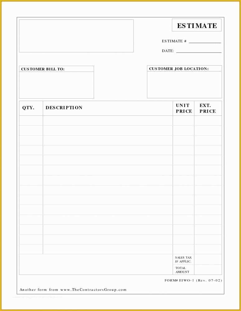 Free Estimate Template Pdf Of Free Estimate Templates – Estimate Template Free