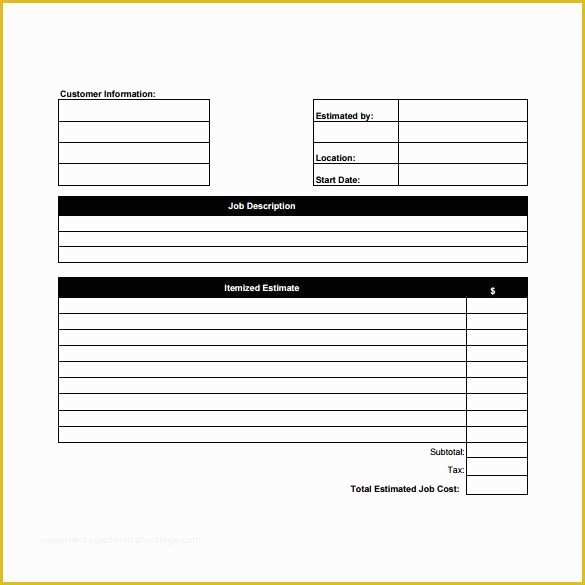 Free Estimate Template Pdf Of Free Estimate Templates for Contractors – Amandae