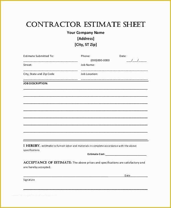 Free Estimate Template Pdf Of Sample Construction Proposal forms 7 Free Documents In