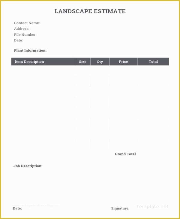 Free Estimate Template Word Of 10 Landscaping Estimate Templates Doc Pdf Excel