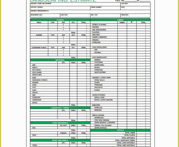 Free Estimate Template Word Of 10 Landscaping Estimate Templates Doc Pdf Excel