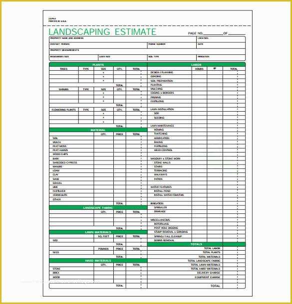 Free Estimate Template Word Of 10 Landscaping Estimate Templates Doc Pdf Excel