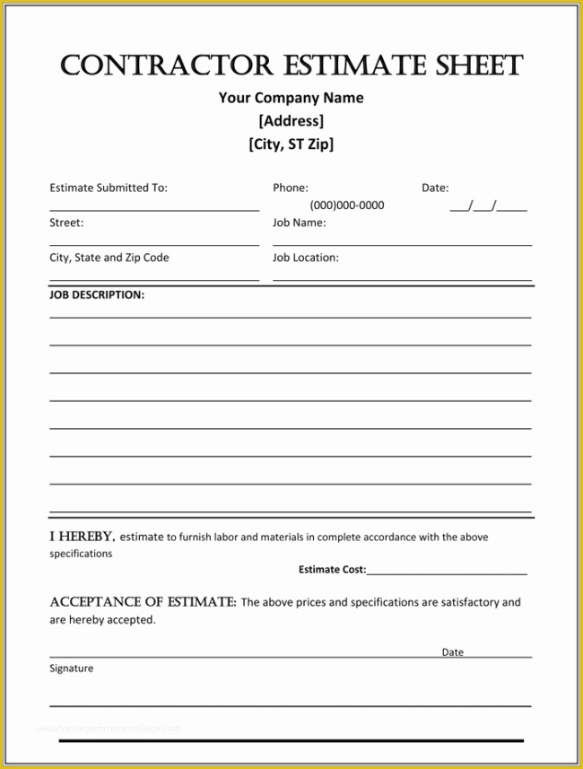 Free Estimate Template Word Of 4 Estimate Templates to Calculate the Estimates for Your