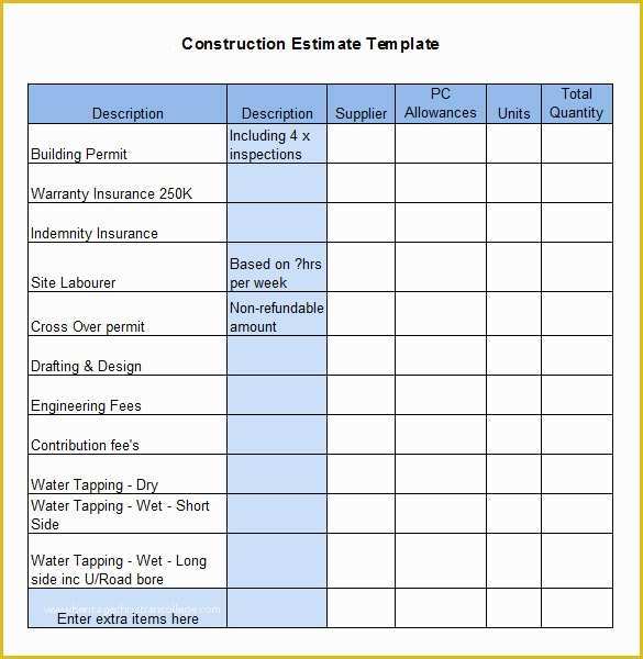 Free Estimate Template Word Of 5 Construction Estimate Templates Pdf Doc Excel