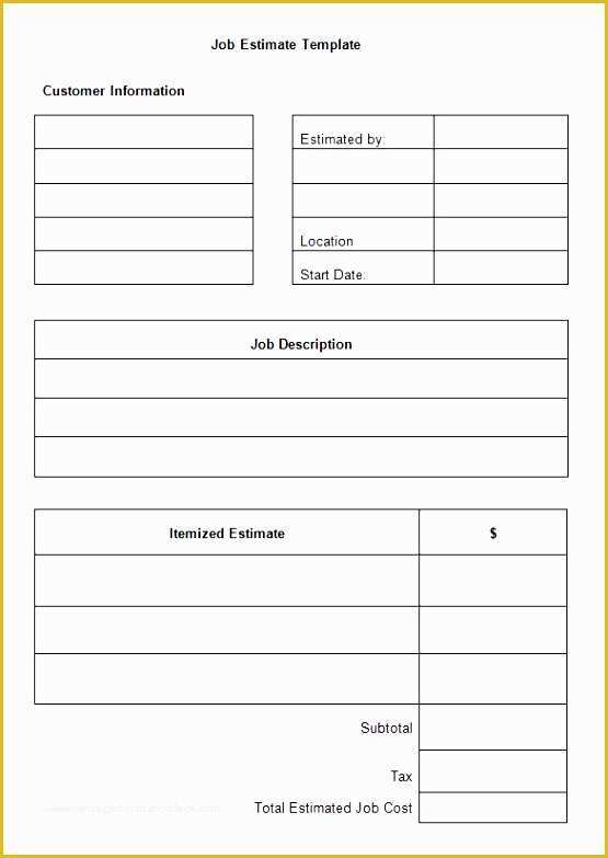 Free Estimate Template Word Of 9 Work Estimate Templates Sampletemplatess