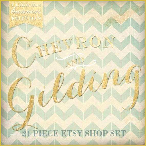 Free Etsy Shop Banner Templates Of Etsy Banner Cover Set 20 Piece Gold Chevron Diy Template