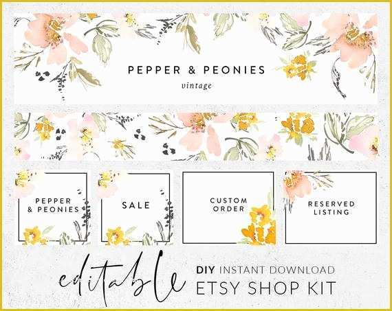 Free Etsy Shop Banner Templates Of Etsy Banners Etsy Branding Kit Etsy Shop Graphics Cover