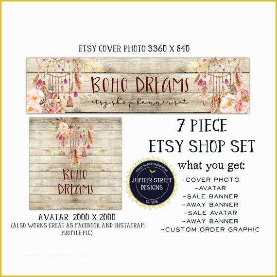 Free Etsy Shop Banner Templates Of Etsy Shop Banner Set Boho Etsy Shop Set Etsy