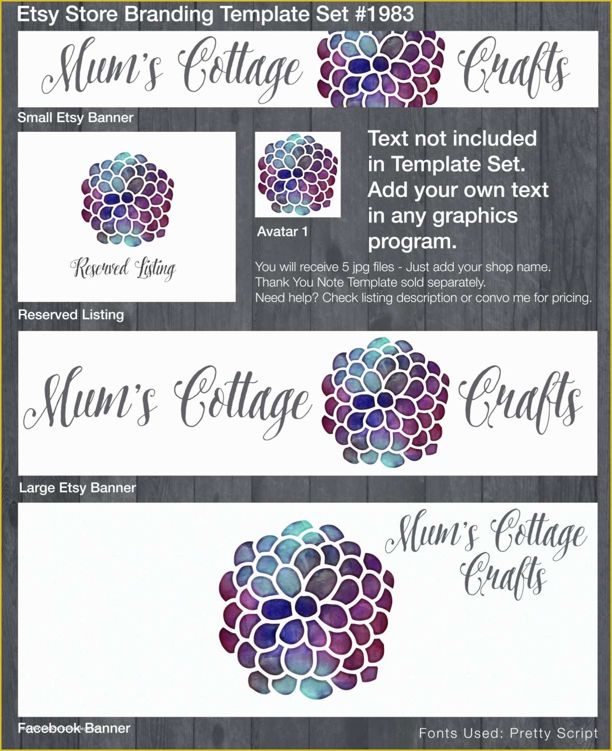 Free Etsy Shop Banner Templates Of Etsy Store Branding Watercolor Collection Diy Template 1983