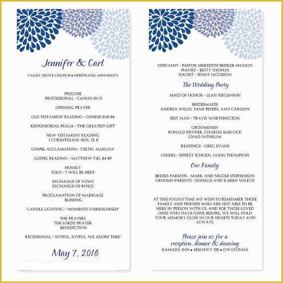 Free event Program Templates Of Wedding Program Template Chrysanthemum Blue Tea Length