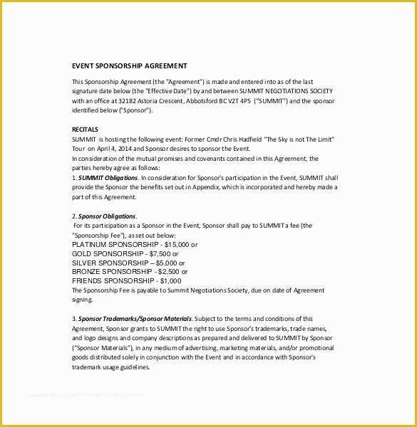 Free event Proposal Template Word Of Sponsorship Agreement Template – 12 Free Word Pdf