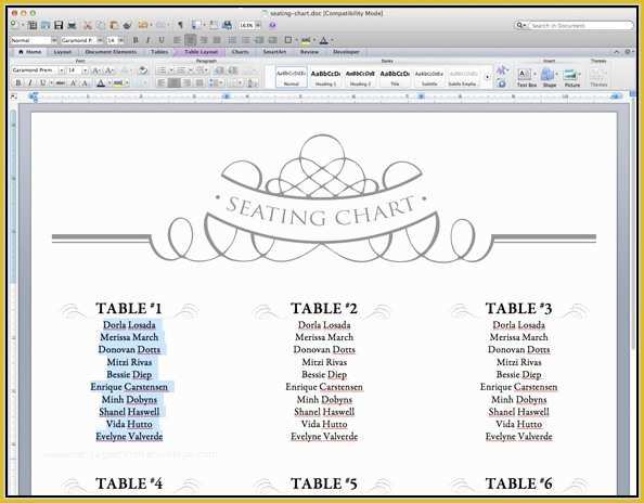 Free event Seating Chart Template Of Wedding Seating Chart Template Word