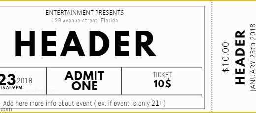 Free event Ticket Template Of Black and White Free Concert event Ticket Template