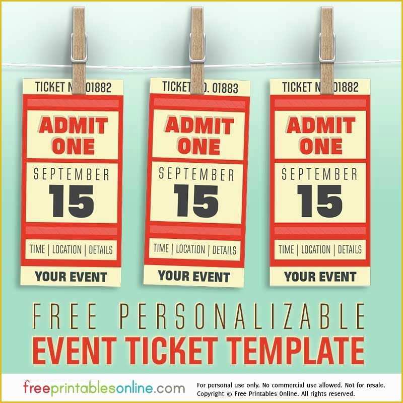 Free event Ticket Template Of Free Personalized event Ticket Template Free Printables