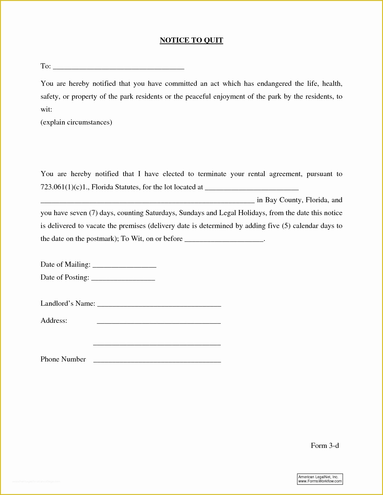 Free Eviction Notice Template Florida Of 10 Best Of 30 Day Eviction Notice Template