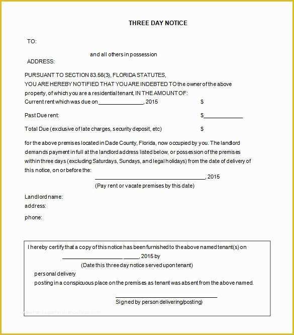 Free Eviction Notice Template Florida Of Best 15 Day Eviction Notice