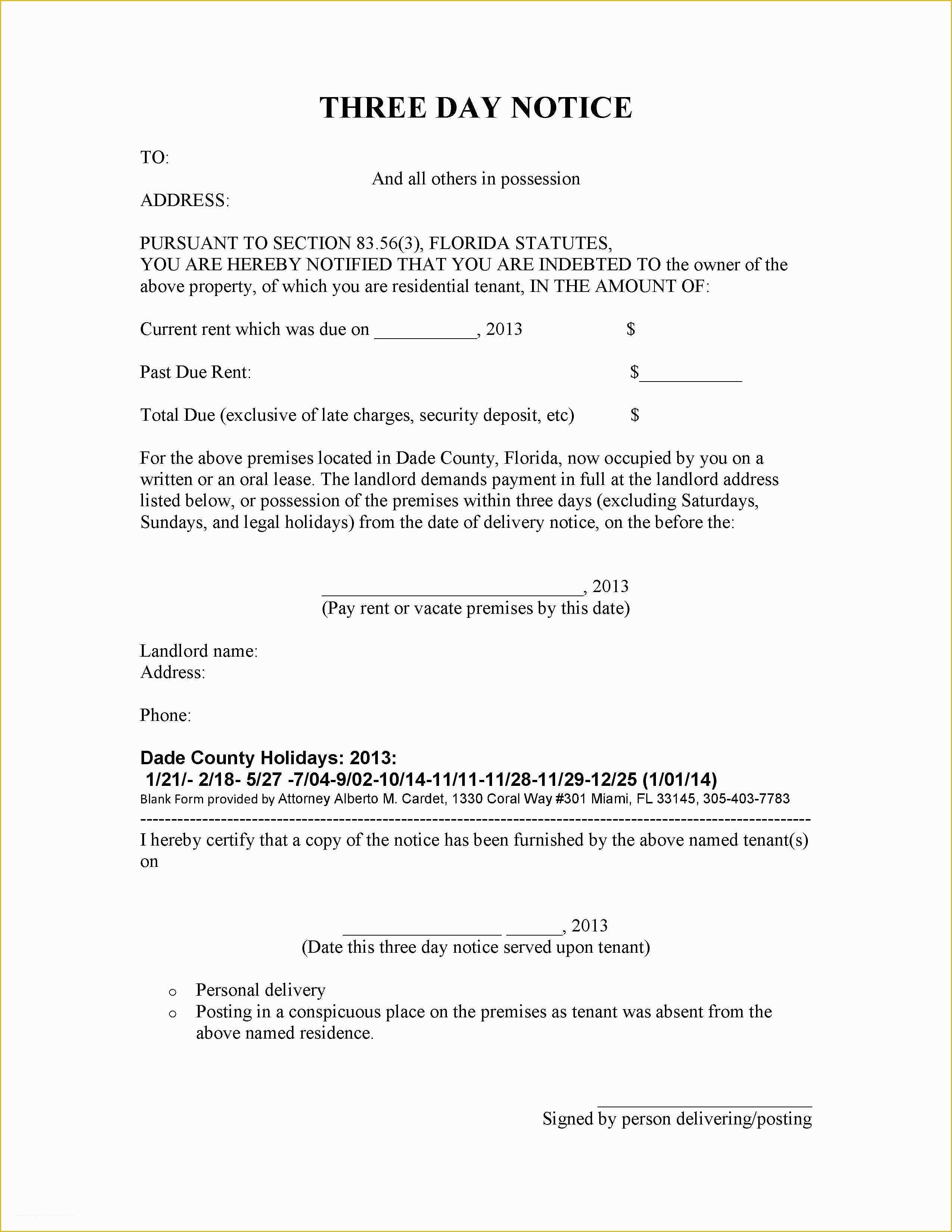 Free Eviction Notice Template Florida Of Blank Eviction Notice Example