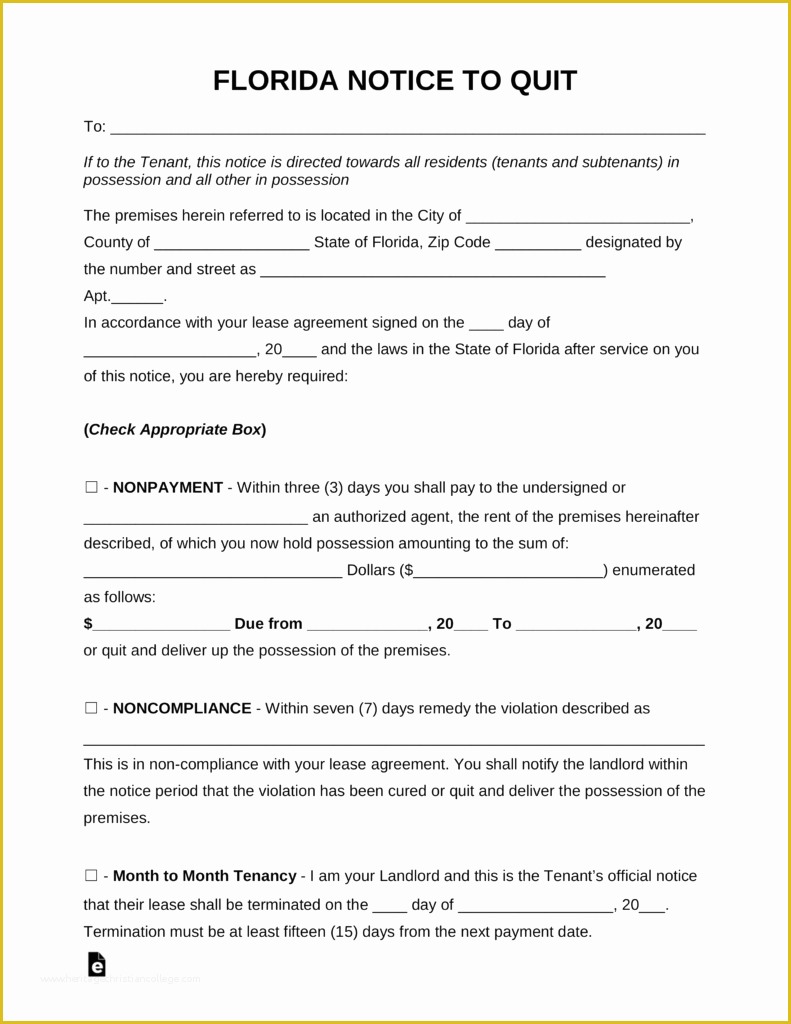 Free Eviction Notice Template Florida Of Free Florida Eviction Notice forms