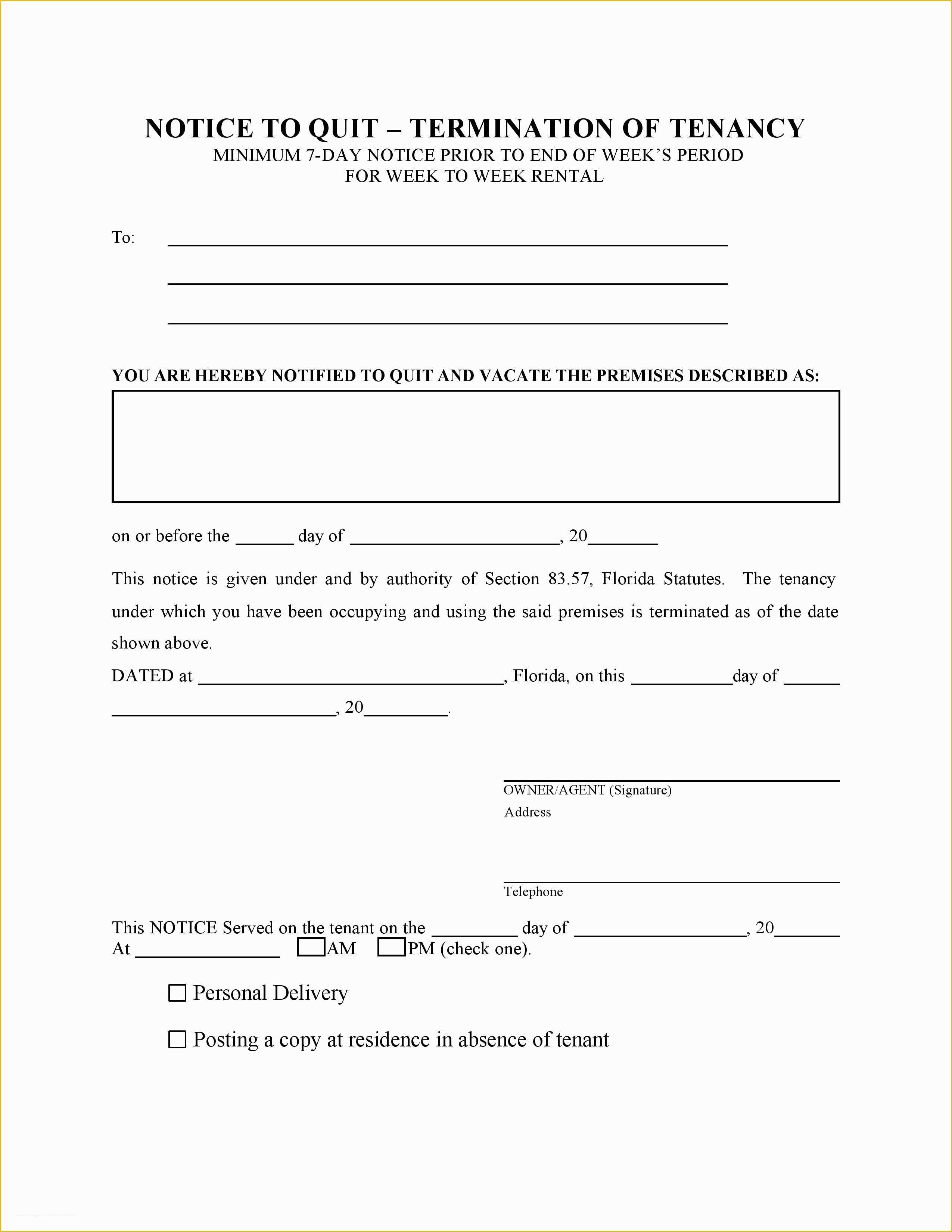Free Eviction Notice Template Florida Of New Free Printable Eviction Notice Template