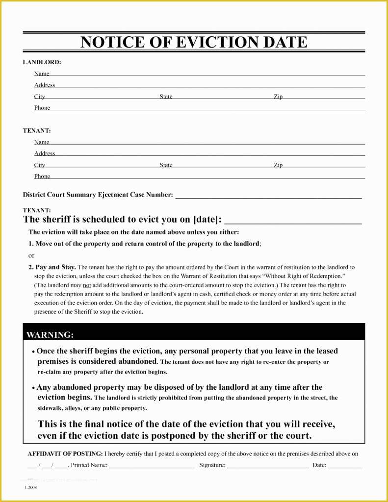 Free Eviction Notice Template Pa Of 20 Eviction Notice Pa Template
