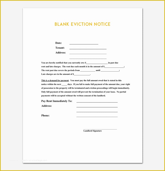 Free Eviction Notice Template Pa Of Eviction Notice Template 5 Blank Notices for Word Pdf