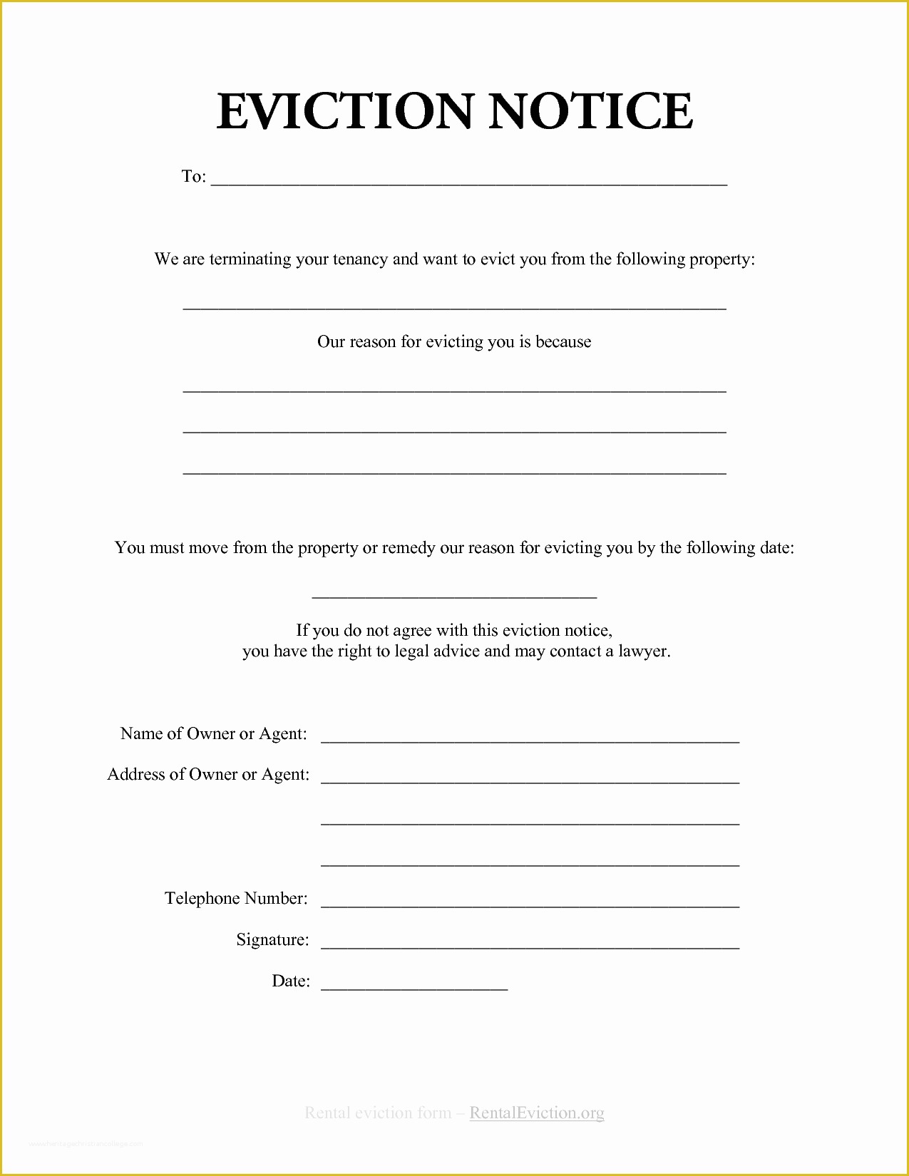 Free Eviction Notice Template Pdf Of Free Print Out Eviction Notices
