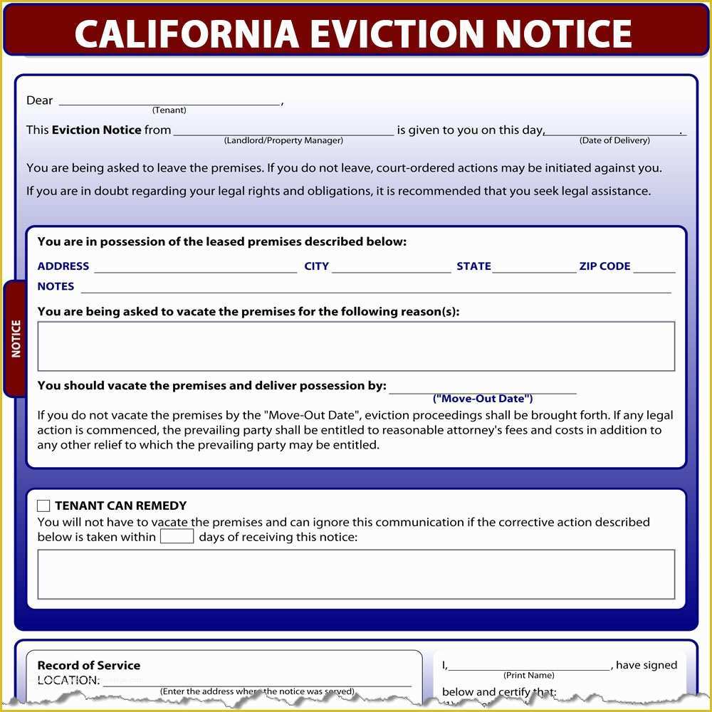 Free Eviction Template Of California Eviction Notice