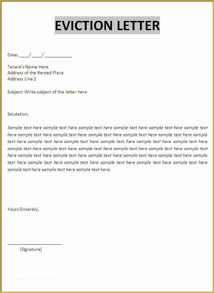 Free Eviction Template Of Eviction Letter Template