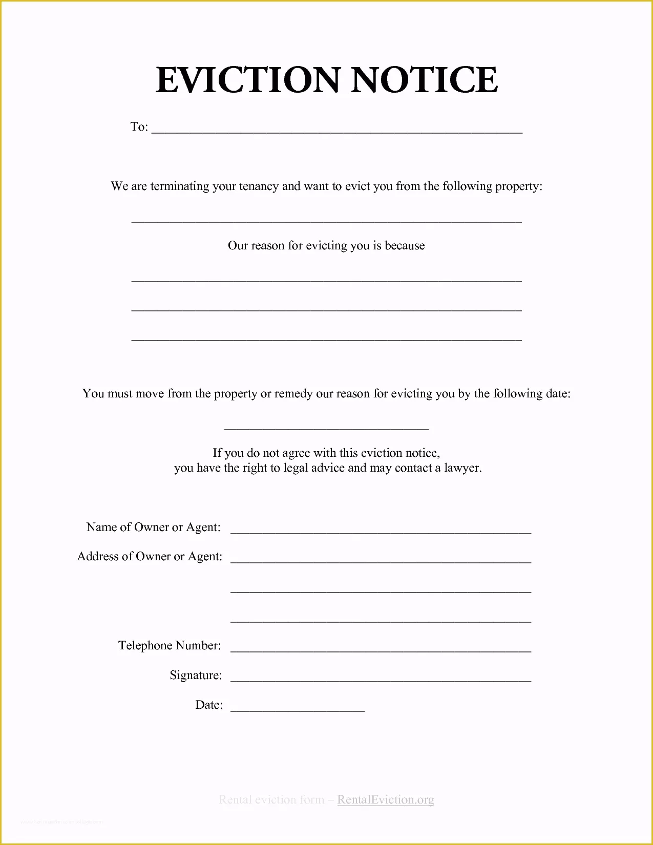 Free Eviction Template Of Free Print Out Eviction Notices