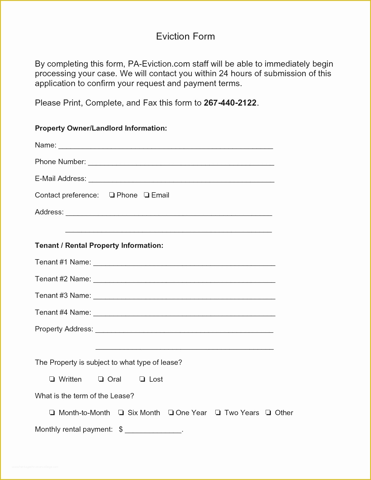 Free Eviction Template Of Pa Eviction Notice