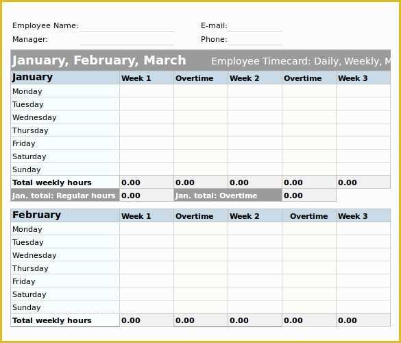 Free Excel Biweekly Timesheet Template Of 25 Excel Timesheet Templates – Free Sample Example